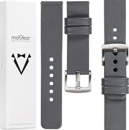 Movear Prestige S1 Skórzany Pasek 20Mm Do Samsung Galaxy Watch5 Pro / Watch 5 4 3 Active 2 1 | Szary