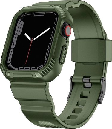 Kingxbar Cyf537 2W1 Pancerne Etui Apple Watch Se, 8, 7, 6, 5, 4, 3, 2, 1 (45, 44, 42 Mm) Z Paskiem Zielone
