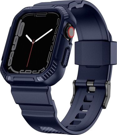 Kingxbar Cyf537 2W1 Pancerne Etui Apple Watch Se, 8, 7, 6, 5, 4, 3, 2, 1 (45, 44, 42 Mm) Z Paskiem Niebieskie