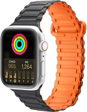 Dux Ducis Strap (Armor Version) Pasek Apple Watch Se, 8, 7, 6, 5, 4, 3, 2, 1 (41, 40, 38 Mm) Silikonowa Magnetyczna Opaska Bransoleta Czarno-Pomarańcz