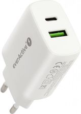 Ładowarka sieciowa everActive SC-370Q z gniazdem USB QC3.0 oraz USB-C PD PPS 25W - biała