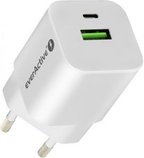 Ładowarka sieciowa everActive GaN SC-390Q z gniazdem USB QC3.0 oraz USB-C PD PPS 30W - biała