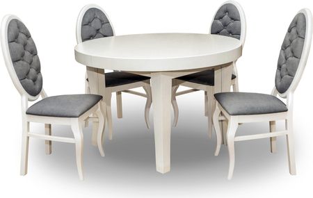 Zestaw Mebli: Stół Okrągły Kloze 100 + 40cm + 4 Krzesła Infinity