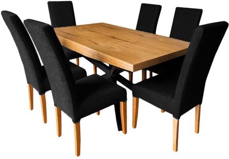 Stół Rozkładany Sj50 160 88 + 2×40cm + 6 Krzeseł Kj41