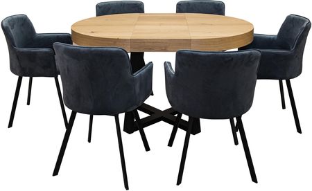 Zestaw Mebli : Designerski Stół Sj971 Rozkładany 100 100cm + Wkładka + 6 Krzesła Kw101 .Styl Loft