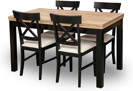 Zestaw Mebli: Stół Rozkładany Sj16 140cm + 40cm + 4 Krzesła Kj99