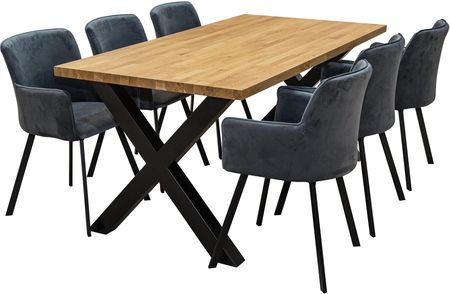 Zestaw Mebli: Designerski Stół Carbon Dł.160cm + 6 Krzeseł Kw101
