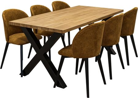Zestaw Mebli: Designerski Stół Carbon Dł. 160cm + 6 Krzeseł Cross