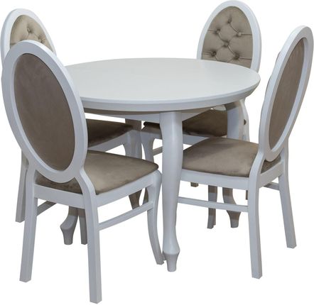 Zestaw Mebli: Stół Okrągły Ludwik 100cm Biały + 4 Krzesła Infinity