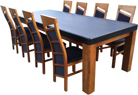 Zestaw: Stół Rozkładany Sj22 200 100cm + 2x50cm I 8 Krzeseł Kj95