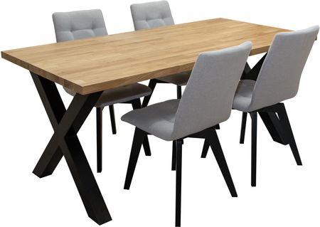Zestaw Mebli : Rozkładany Stół Carbon 160X90Cm + 4 Krzesła Kw110