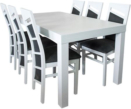 Zestaw Mebli: Rozkładany Stół Basia 160cm + Wkładka + 6 Krzeseł Marika
