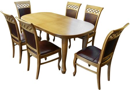 Stół Ludwik + 6 Skórzanych Włoskich Krzeseł