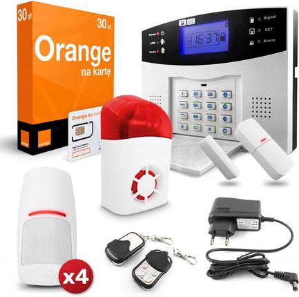 Gomedia Bezprzewodowy Alarm Gsm 4X Pir Syrena Sim Orange Dy30A