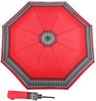 Parasol damski składany Doppler Fiber Classic Red Lace, wiatroodporny