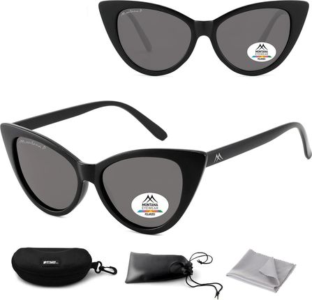 Czarne damskie okulary przeciwsłoneczne z polaryzacją Kocie Oczy MP71
