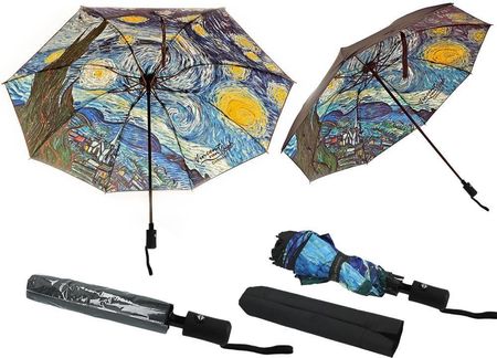 Parasol automatyczny, składany - V. van Gogh, Gwiaździsta Noc (dekoracja pod spodem) (CARMANI)