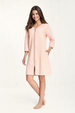 Zdjęcie Szlafrok damski 214 XXL morelowy podomka na suwak z kieszeniami z wytłaczanym wzorem bawełniany ręka - Tarczyn