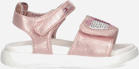 Sandały dziecięce Tommy Hilfiger Strass Heart Velcro Sandal T1A2-32752-1367341- 25 Rose Gold (8052578172636_PL)