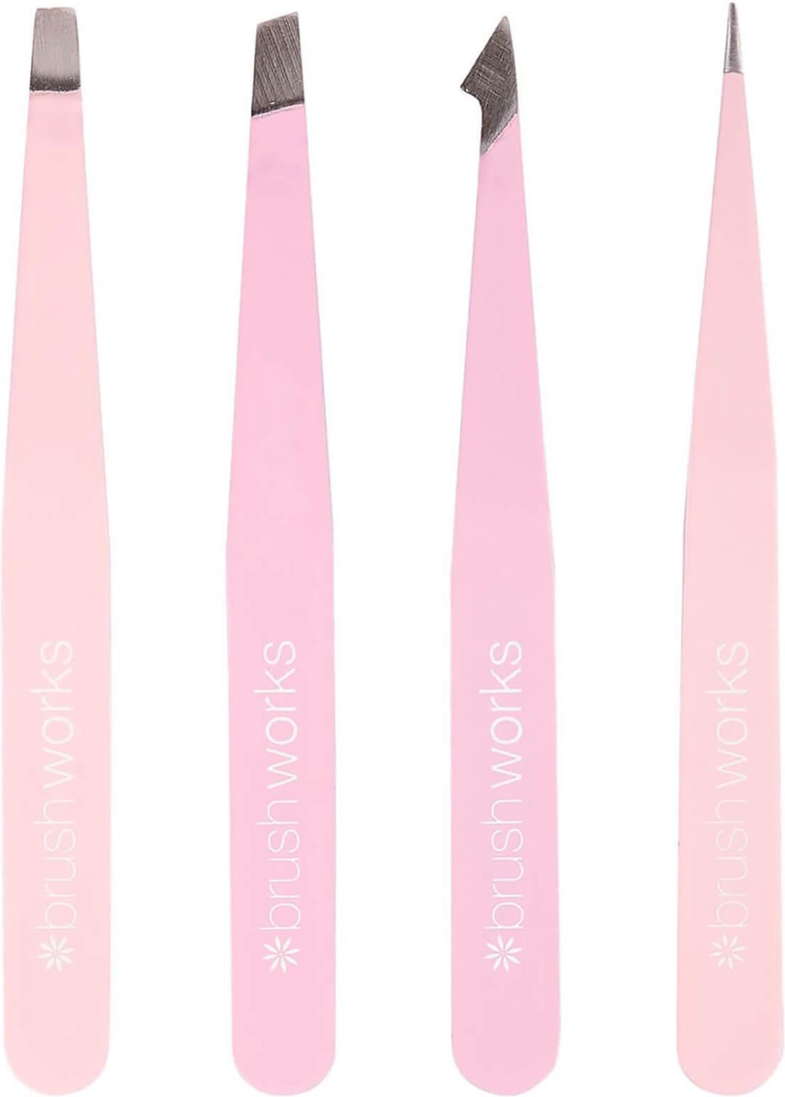 Brushworks HD 4 Piece Combination Tweezer Set - Pink