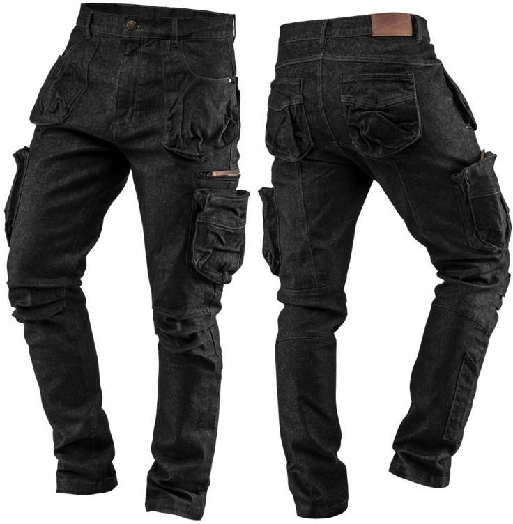 NEO TOOLS Heren werkbroek denim/set, lang, 8 zakken, maat XS-3XL, versterkte naden, geproficeerd kniegebied, gemengd weefsel 98% katoen, 2% elastaan 410 g/m2 multifunctionele zakken, cargo-look