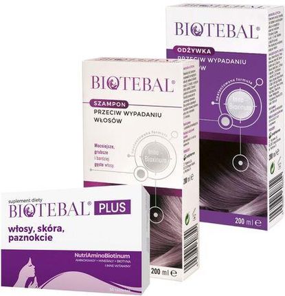 Biotebal Odżywka przeciw wypadaniu włosów 200 ml + Szampon przeciw wypadaniu włosów 200 ml + Biotebal Plus 30tabl.