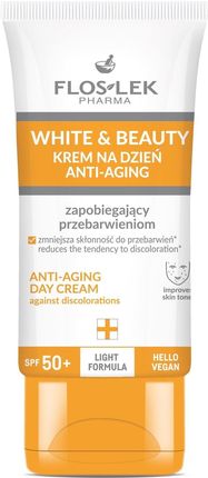 Krem Floslek Pharma White&Beauty Anti Aging Zapobiegający Przebarwieniom Spf50+ na dzień 50ml