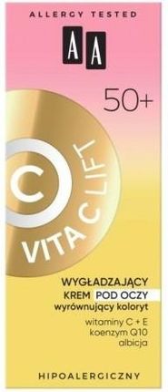AA Vita C Lift Wygładzający Krem Pod Oczy Wyrównujący Koloryt 50+ 15 ml