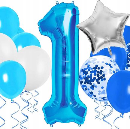 Springos Zestaw Balony Na Roczek Cyfra 1 Urodziny Chłopca