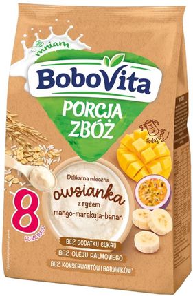 BoboVita Porcja Zbóż mleczna owsianka z ryżem mango marakuja banan po 8. miesiącu życia 210g