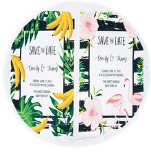 Świat Sypialni Ręcznik Koc Okrągły Plażowy Boho 03 Banany Liście Kwiaty 150Cm Mikrofibra 250G/M2 Flamingi Safe The
