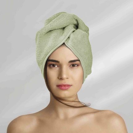 Spod Igły I Nitki Turban Do Włosów Button Oliwkowy Kąpielowy Ręcznik Frotte