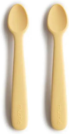 Mushie 2 Łyżeczki Silikonowe Dla Dzieci Do Nauki Samodzielnego Jedzenia Pale Daffodil