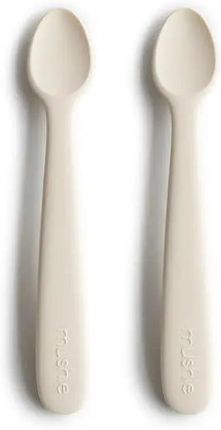 Mushie 2 Łyżeczki Silikonowe Dla Dzieci Do Nauki Samodzielnego Jedzenia Ivory