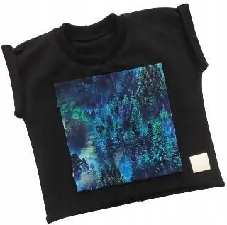 Koszulka niebieski las z czarnym rozmiar 74