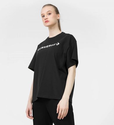 Damski t-shirt z nadrukiem CONVERSE Wordmark Relaxed T-Shirt - czarny