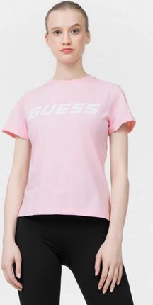 Damski t-shirt z nadrukiem GUESS ESTHER - różowy