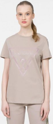 Damski t-shirt z nadrukiem GUESS ADELE SS CN TEE - brązowy