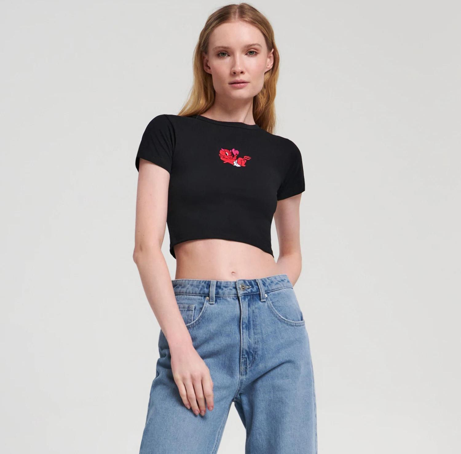 Sinsay Crop Top Hot Stuff Czarny Ceny I Opinie Ceneo Pl