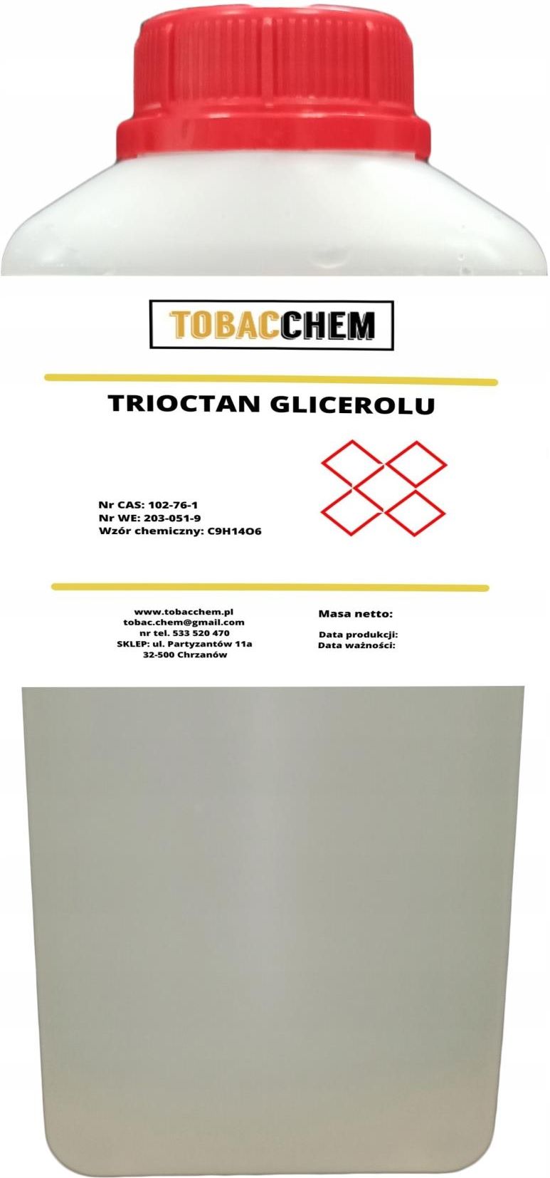 Drobne akcesoria medyczne Kemikals Trioctan Glicerolu (Triacetyna) 1Kg