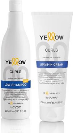 Yellow Curls Zestaw Szampon 500ml + Odżywka Bez Spłukiwania 250ml Do Włosów Kręconych I Falowanych