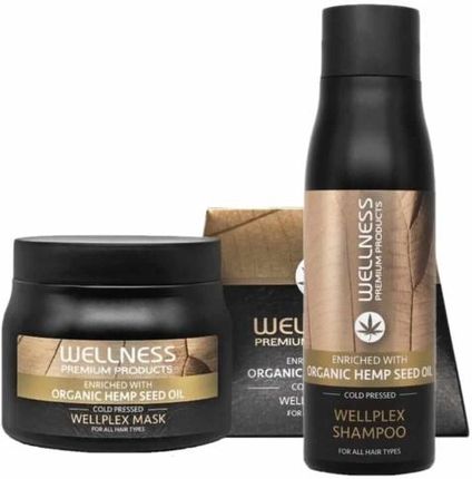 Wellness Premium Wellplex Zestaw Wzmacniający Do Włosów Delikatnych I Farbowanych Maska 500ml Szampon 500ml