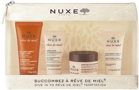 NUXE - Reve De Miel, żel30ml + krem15ml + balsam30ml + krem do rąk15ml + kosmetyczka podróżna, 1 zestaw