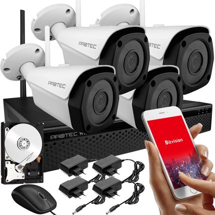Protec Kompletny Zestaw Monitoring 4 Kamery 8Mpx Wifi 4Tb (PRWIFIKIT4CH4K4TB)