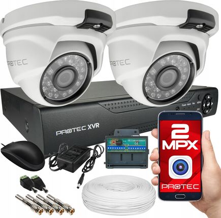 Protec Zestaw Do Monitoringu 2 Kamery Mocny Obraz W Nocy (PRXVR02K2LBD)