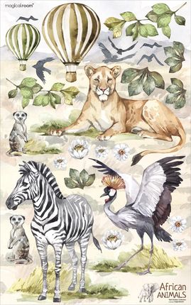 Naklejki na ścianę dla dzieci - zebra i zwierzęta Afryki - MagicalRoom®