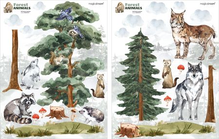 Naklejki na ścianę dla dzieci - las i zwierzęta leśne - duży zestaw - MagicalRoom®