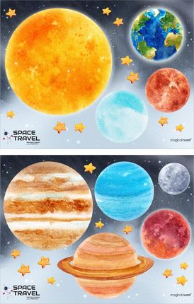 Naklejka na ścianę - układ słoneczny, saturn, mars, ziemia i słońce - duży zestaw - MagicalRoom®