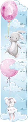 Naklejka na ścianę miarka wzrostu dla dzieci - balony i króliczki - MagicalRoom®