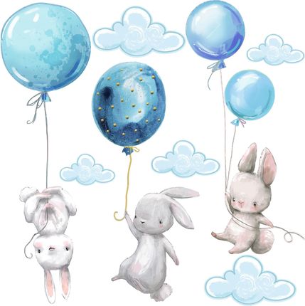 Naklejki - króliki i balony do pokoju dzieci - MagicalRoom®